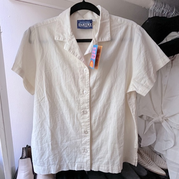 Big Bud Press Tops - Big Bud Press Pantry Button Up NEW ecru off white blouse shirt t short sleeve